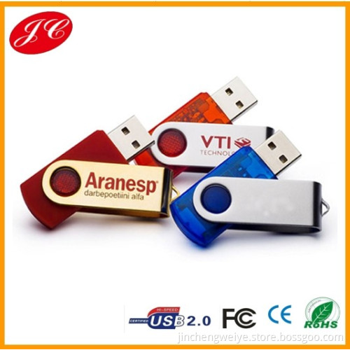 Fast Delivery Plastic and Metal Material Swivel USB Flash Drive with Logo Printing